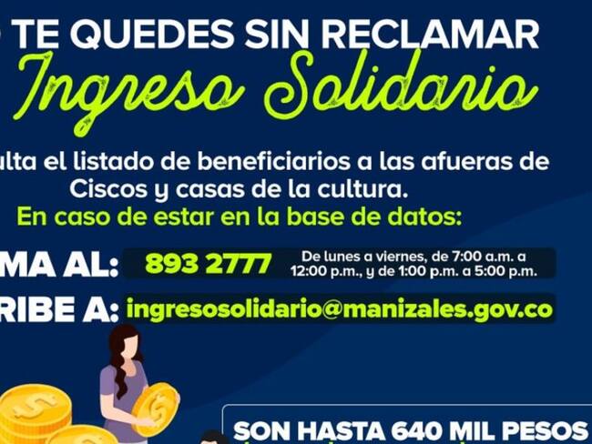Información para reclamar el subsidio de Ingreso Solidario