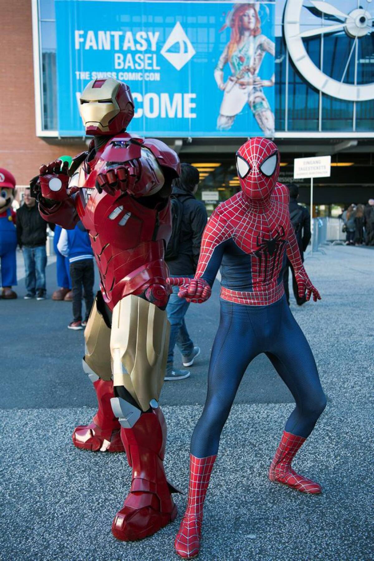 Iron Man y Spiderman en Comic Con Basel 2016. 