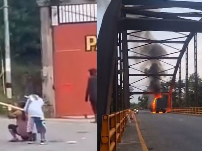 Disturbios del paro minero en el Bajo Cauca. Foto: Cortesía.