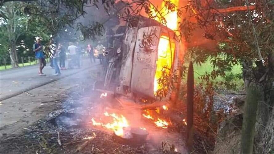 El hecho se registró en la vía Montelíbano-La Apartada en el departamento de Córdoba.. Foto: Cortesía