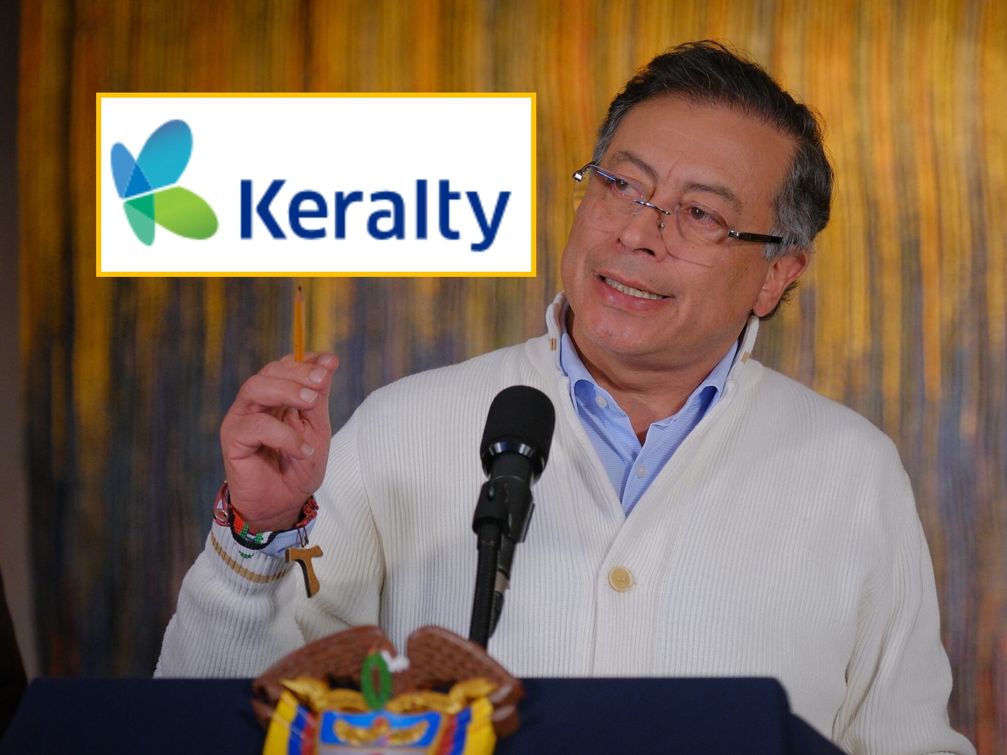 Logo de Keralty y Gustavo Petro. Fotos: Keralty / Presidencia