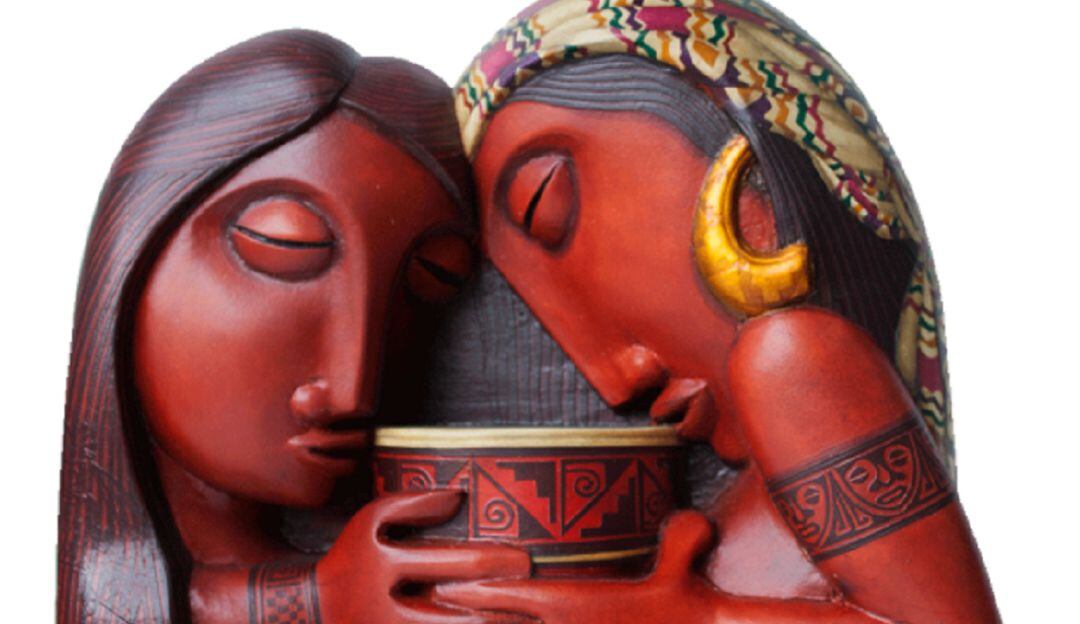 Escultura significa el ritual ancestral de la toma del Yahe.