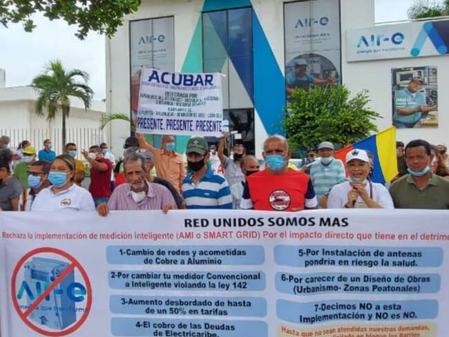 Usuarios durante plantón