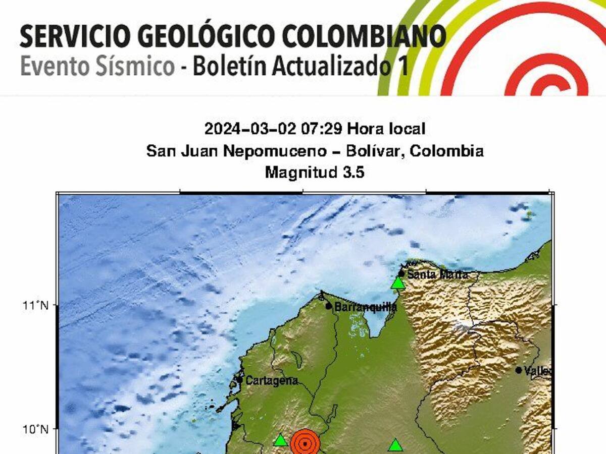 Sismo de magnitud 3.5 en San Juan Nepomuceno - Bolívar no dejó emergencias