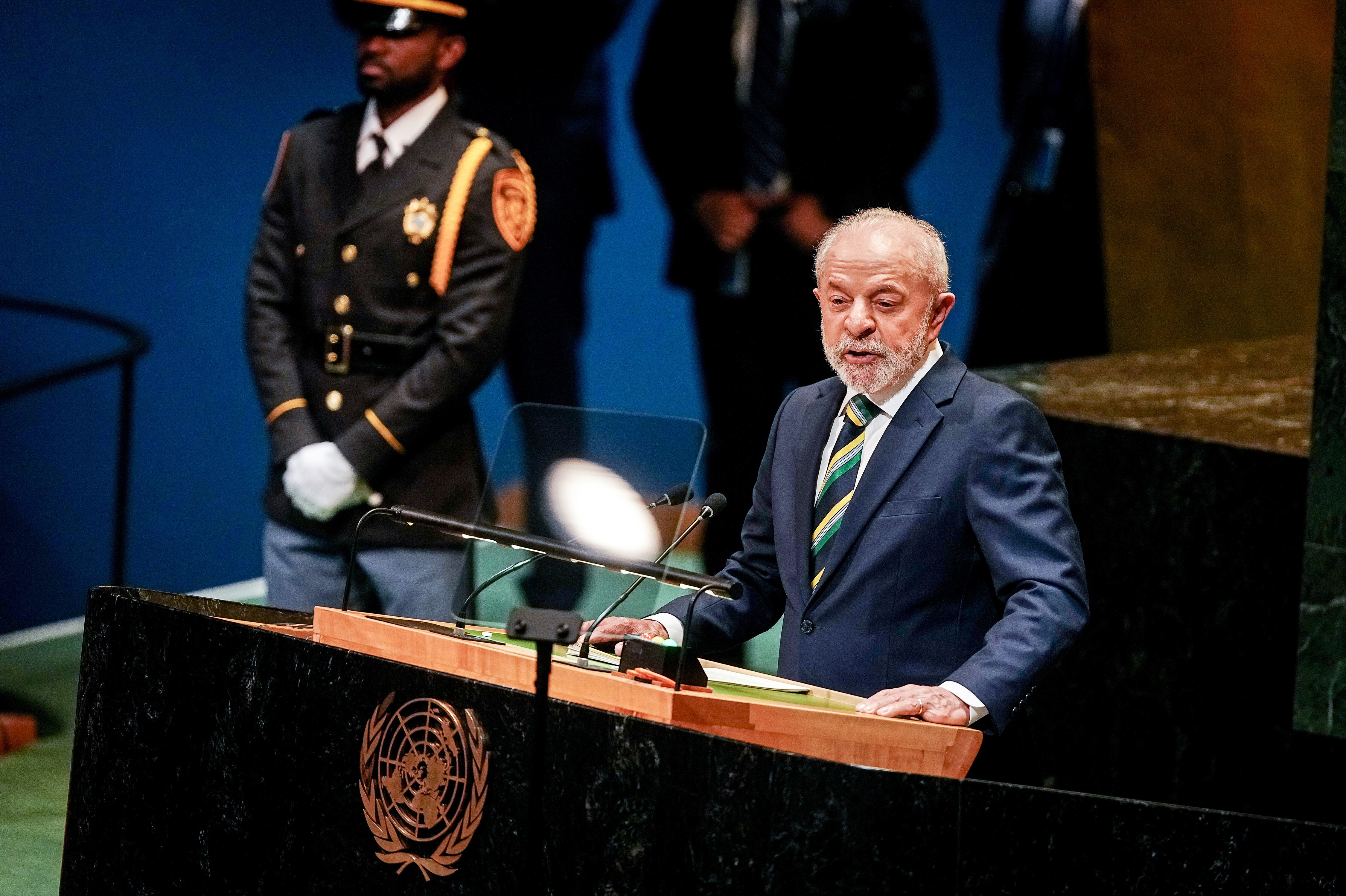 Durante su intervención en Naciones Unidas, el presidente Lula da Silva pidió a la ONU reformar la Organización Mundial del Comercio para defender el multilateralismo
(Foto:   Kay Nietfeld/dpa (Photo by Kay Nietfeld/picture alliance via Getty Images)