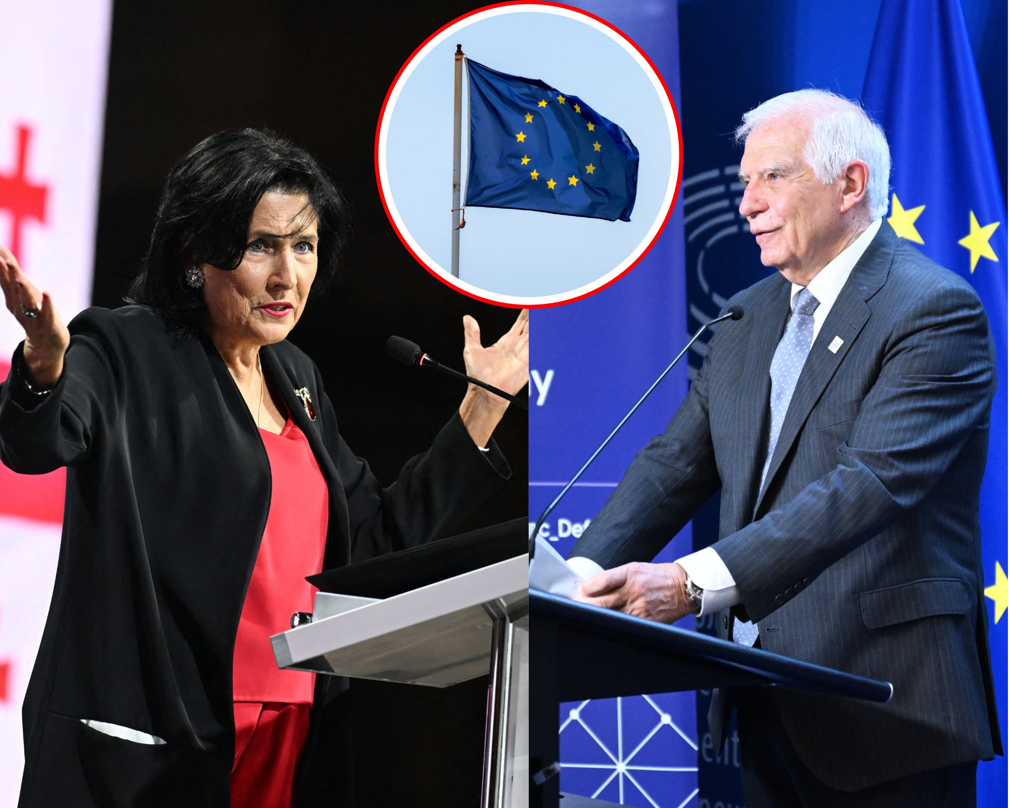 La presidenta de Georgia, Salomé Zurabishvili (i) y el alto representante de la Unión Europea (UE) para Asuntos Exteriores, Josep Borrell (d).
(foto: Getty / Caracol Radio )