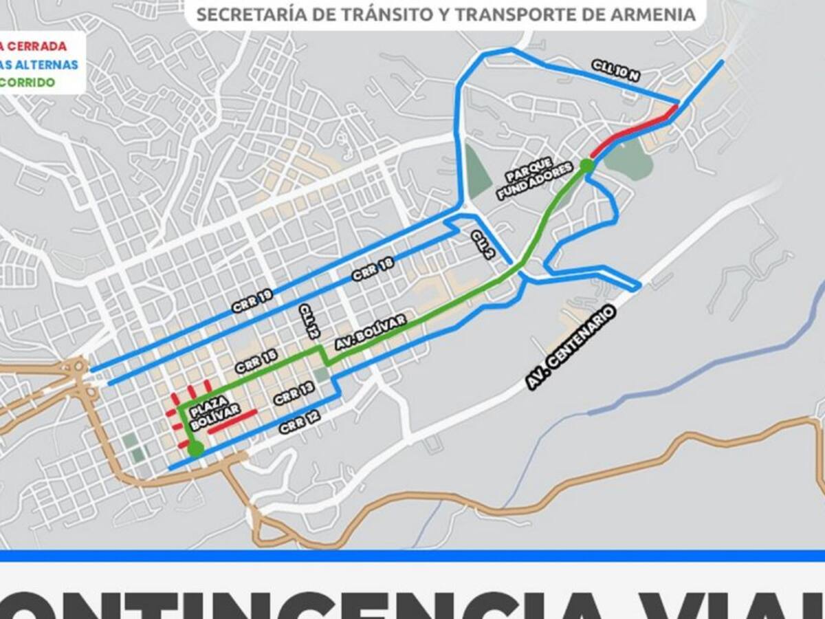 Contingencia vial en Armenia por desfile militar y Copa América Femenina