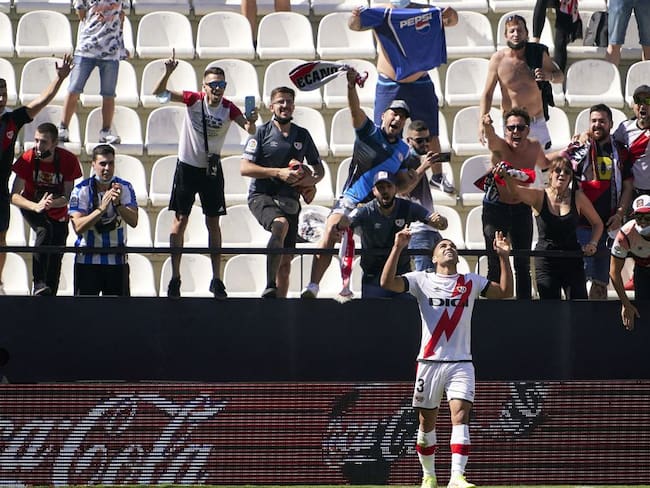 Falcao García celebrando su gol con Rayo Vallecano ante el Getafe 