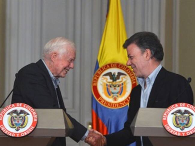 El presidente Juan Manuel Santos y el expresidente Jimmy Carter se reunieron en la Casa de Nariño. Foto: Presidencia