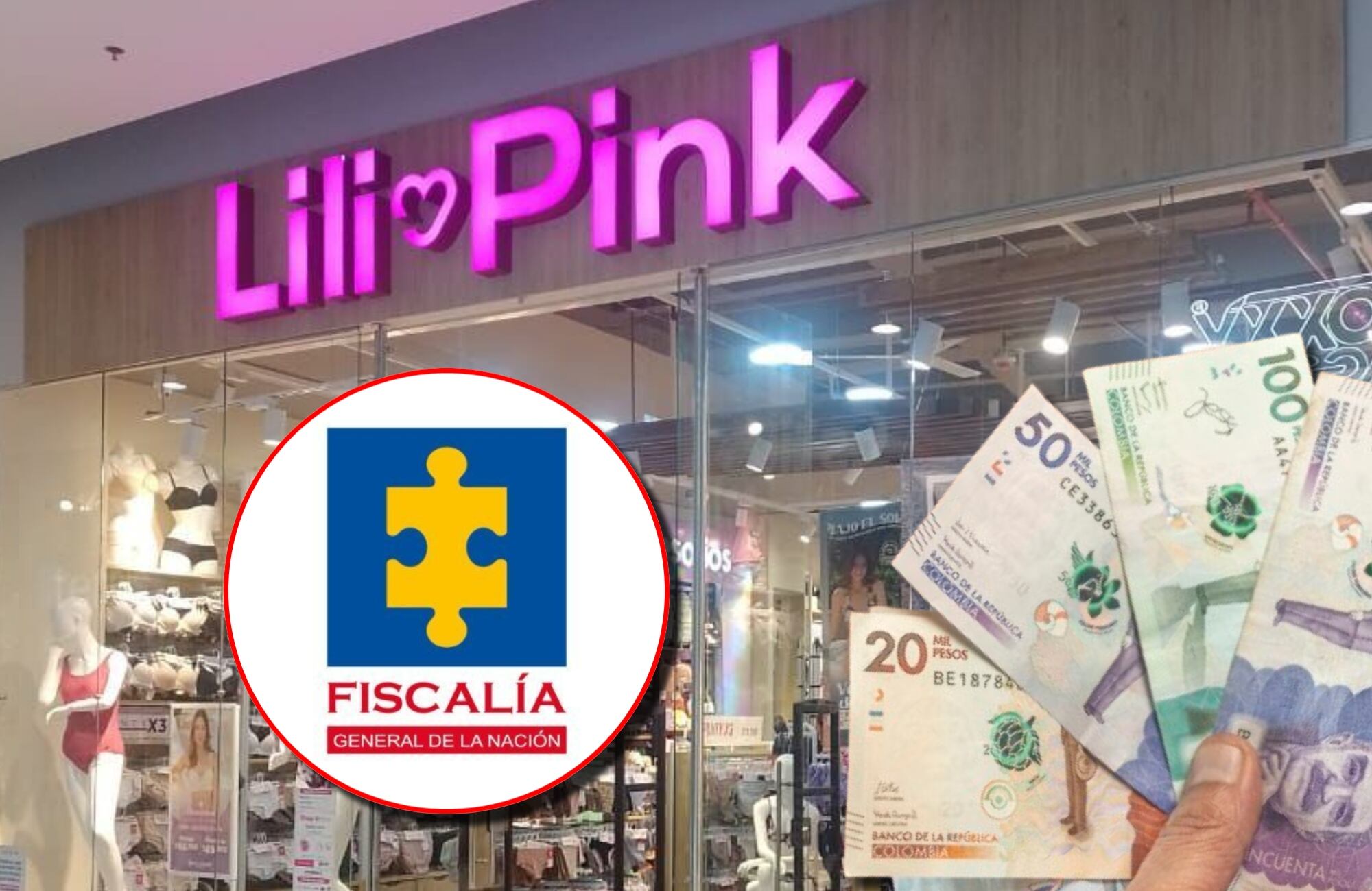 Lili Pink, logo de Fiscalía y dinero. Fotos: Tomada de las redes sociales de Lili Pink / Fiscalía / Getty Images