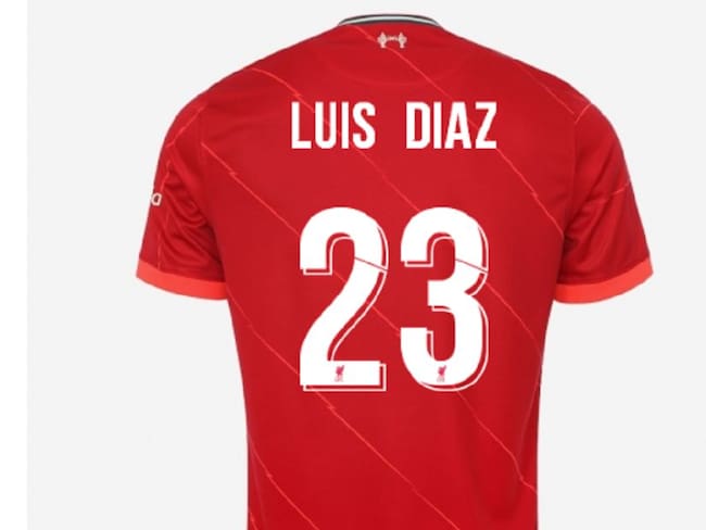 Camiseta de Luis Díaz en el Liverpool.