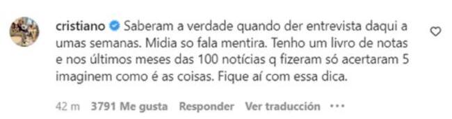 Cristiano responde a los comentarios de la prensa