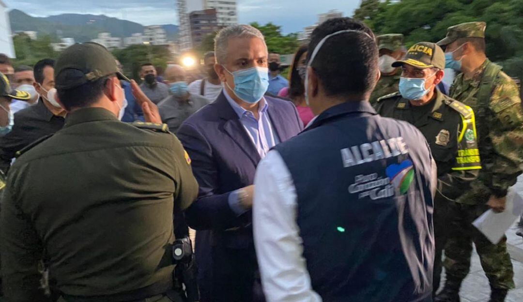 El presidente Iván Duque fue recibido por el alcalde Jorge Iván Ospina.