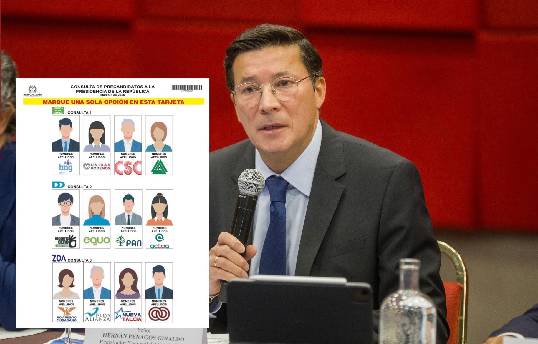 Registrador nacional, Hernán Penagos.