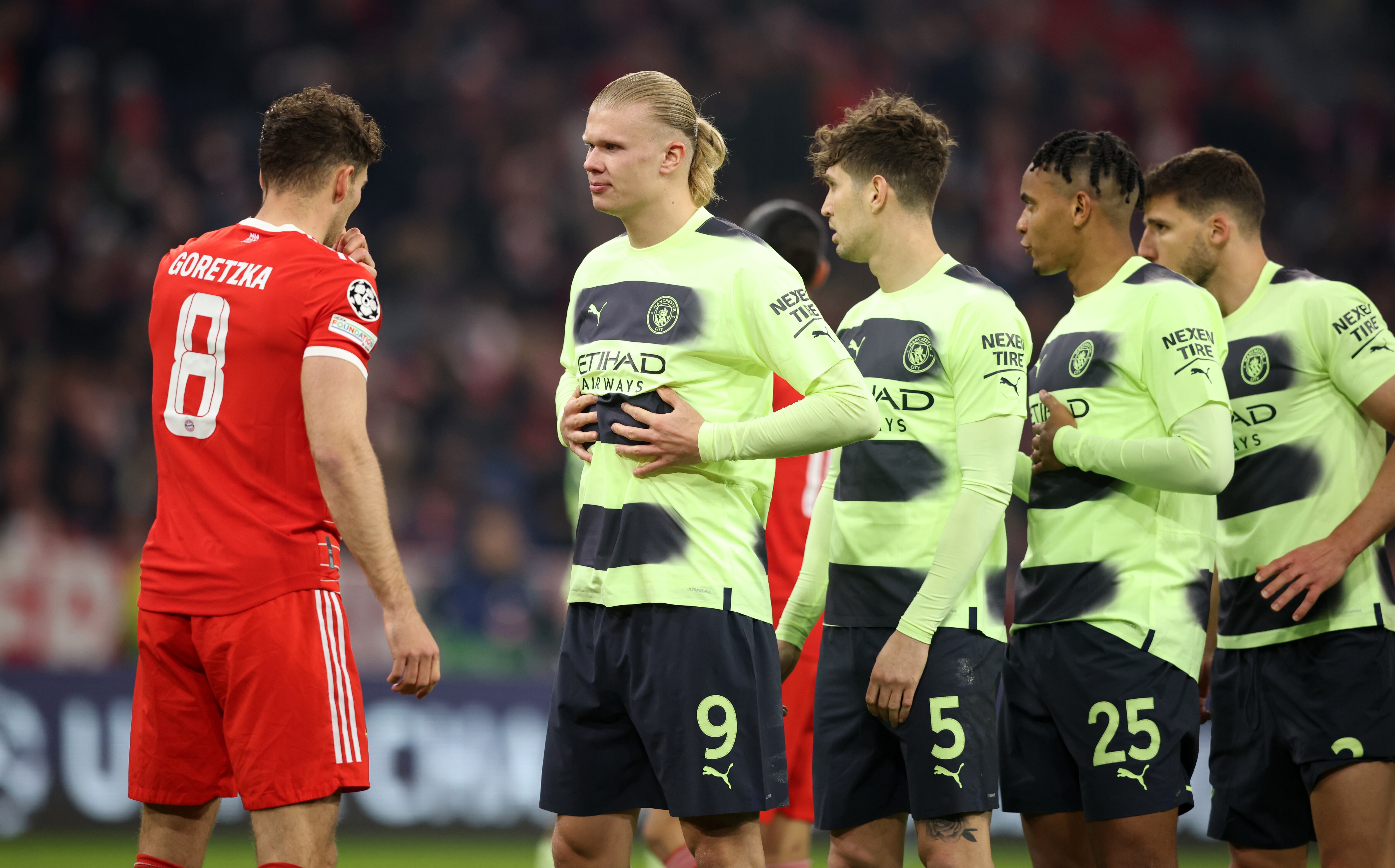 Duelo entre Manchester City y Bayern Múnich por Champions league. (Photo by Stefan Matzke - sampics/Getty Images,)