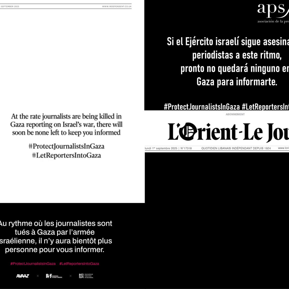 Apagón informativo por Gaza: así se denuncia el asesinato de periodistas por orden de Israel