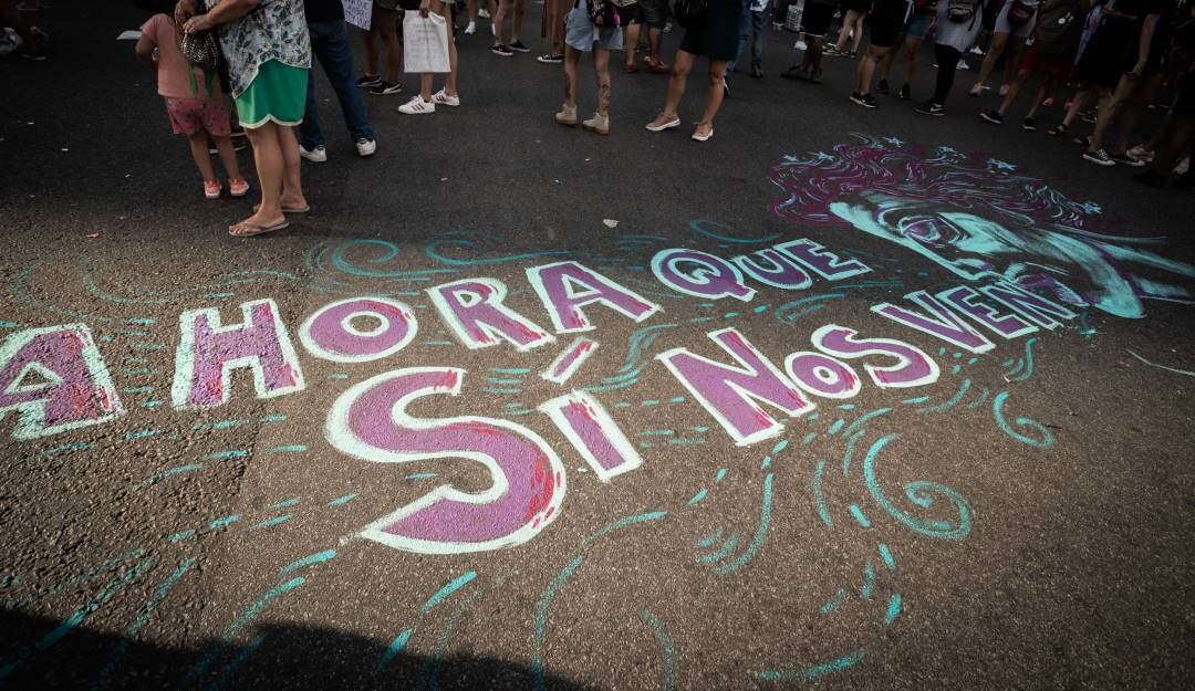 Protestas ante la violencia machista en Argentina.     Getty: Foto