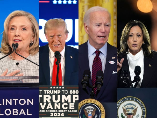 Hilary Clinton, Donald Trump, Joe Biden y Kamala Harris.