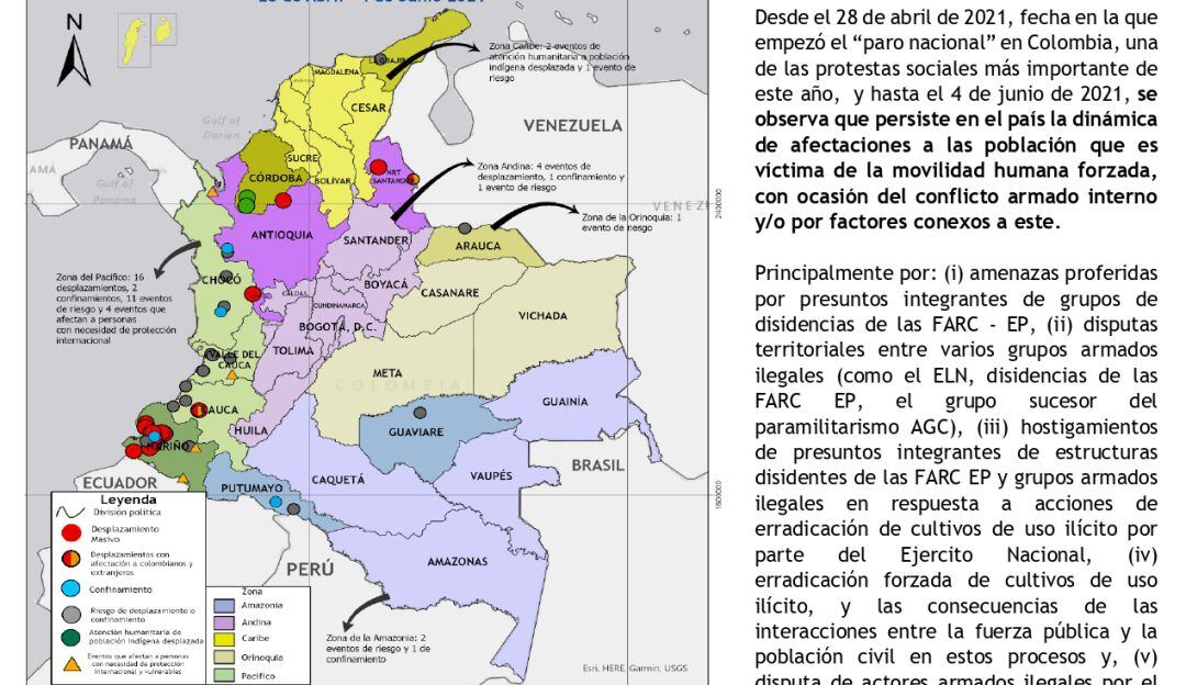 Informe sobre desplazados y confinados en medio del Paro Nacional