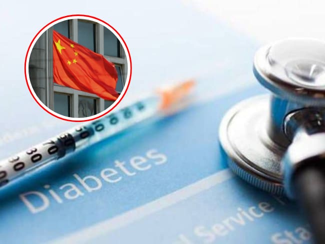 Imagen ilustrativa de revisión sobre diabetes. En el círculo, la bandera de China. 
(Foto: Caracol Radio / Getty /Colprensa)