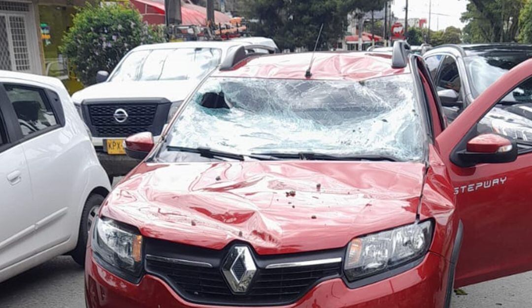 árbol cayó sobre un carro 