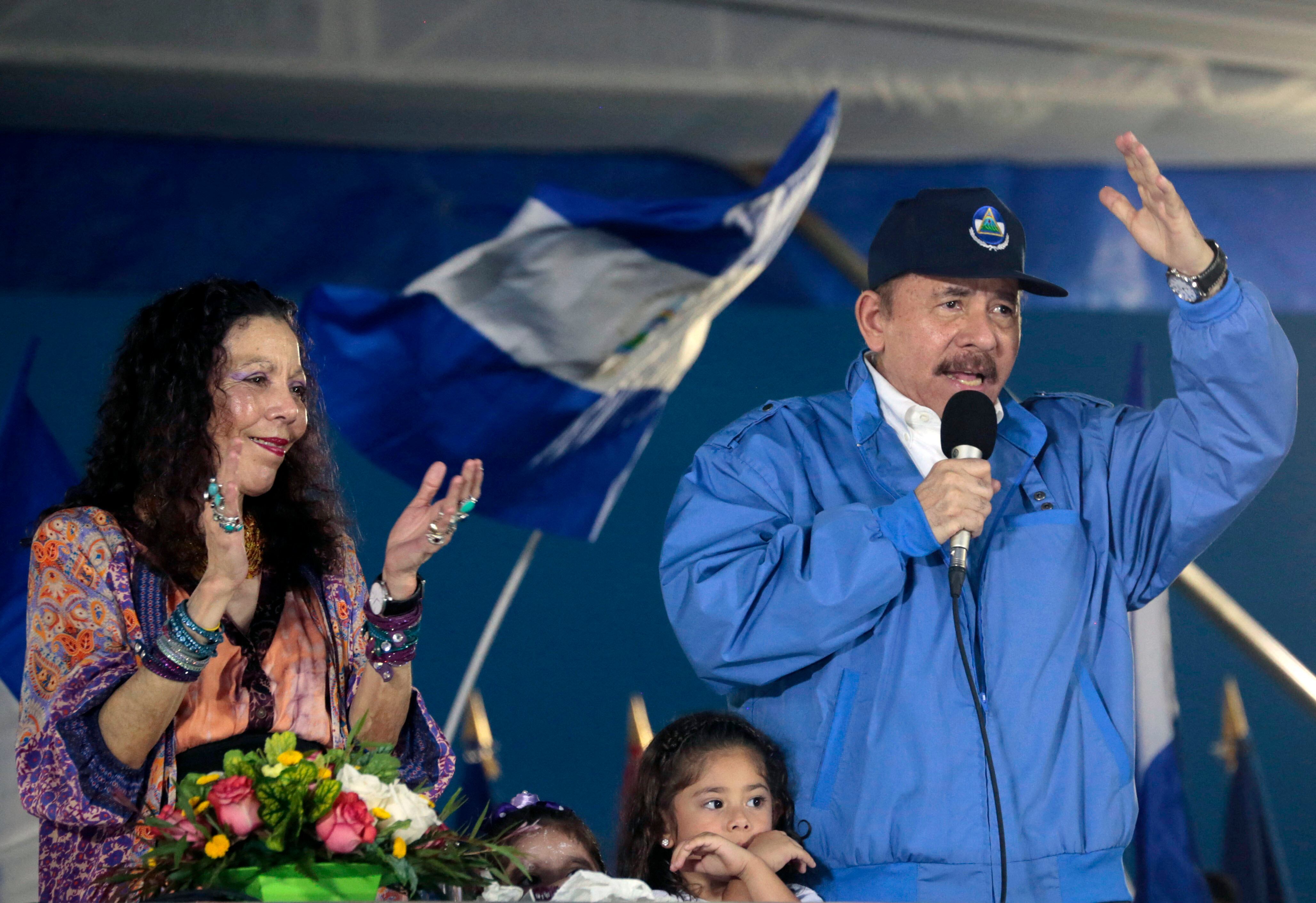 Coopresidentes de Nicaragua y esposos Daniel Ortega y Rosario Murillo. FOTO: INTI OCON/AFP via Getty Images