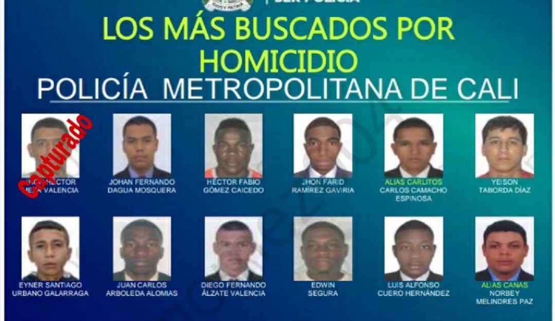 Cartel de los más buscados