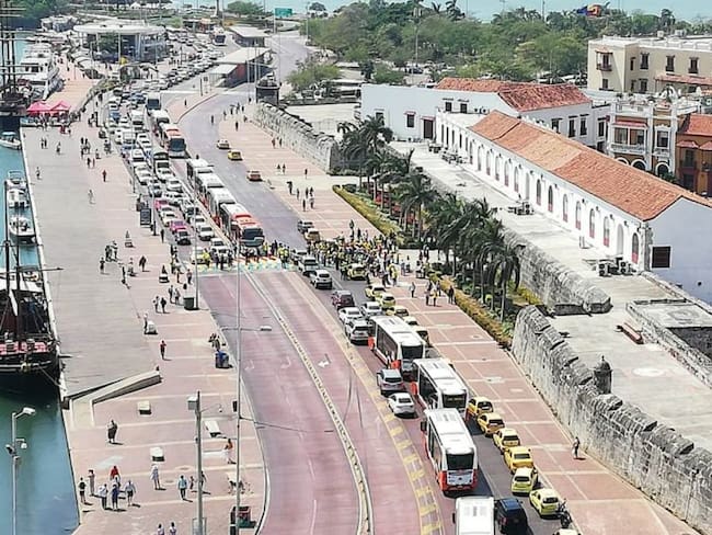 Traumatismos en la movilidad por protesta de taxistas en Cartagena