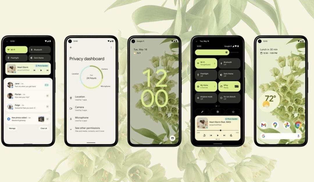 Teléfonos móviles con interfaz de la beta de Android 12