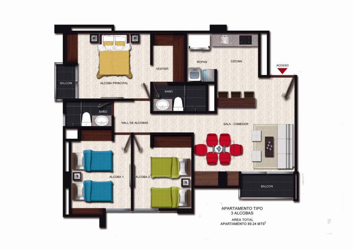 Apartamentos para estrenar en diciembre de 2015, con salón social, piscina niños y adultos, sauna, zona infantil, terraza-mirador con vista a toda la ciudad de Ibagué, Parrillas Bbq, entre otros lujos.