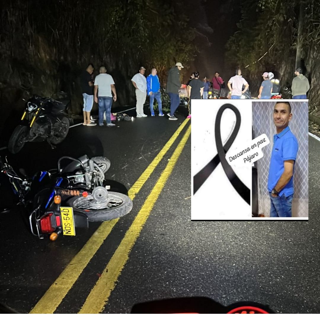 Un hombre conocido como "pájaro" murió en accidente de tránsito vía Montenegro, Quimbaya en Quindío Foto Cortesía Ciudadanos/ Facebook
