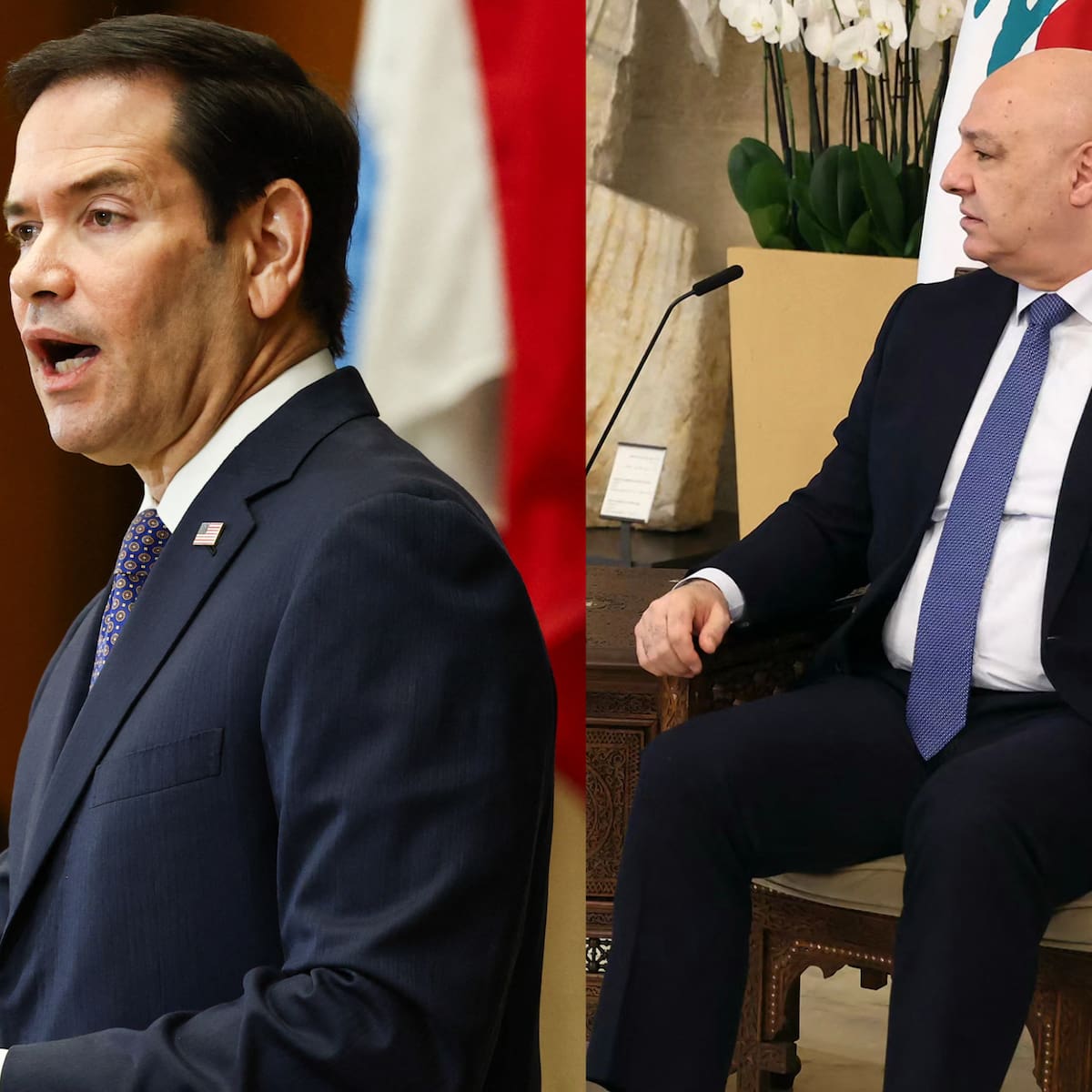 Marco Rubio y el presidente libanés Joseph Aoun se reunieron en la Casa Blanca