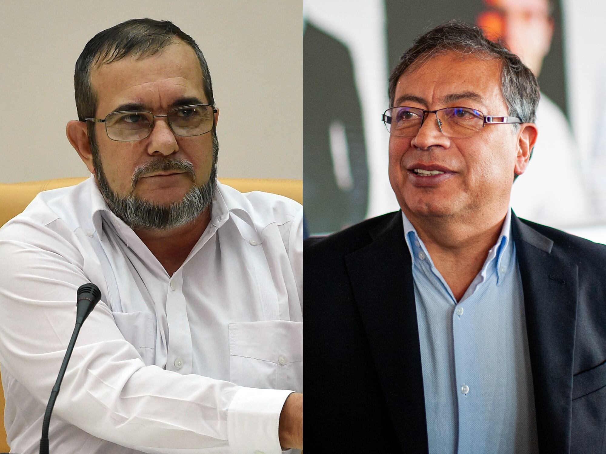Rodrigo Londoño, presidente del Partido de los Comunes, y Gustavo Petro, líder de Colombia Humana