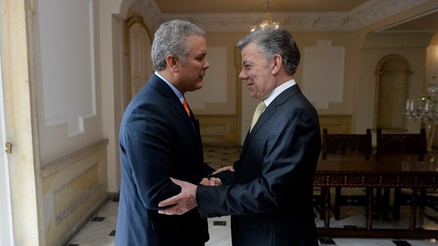 Iván Duque llegó a Casa de Nariño para iniciar el empalme con Juan Manuel Santos. Foto: Presidencia