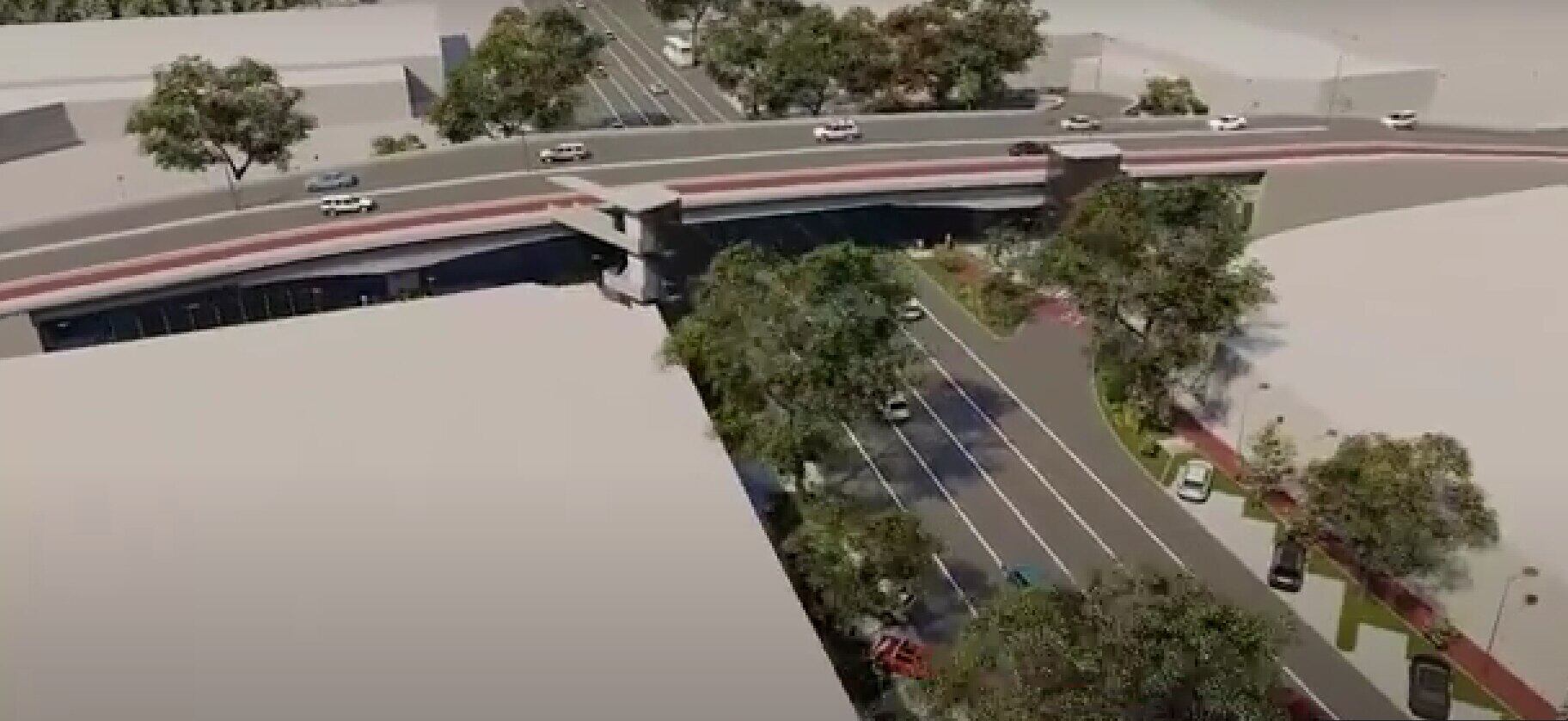 Intercambio a desnivel en la calle 31 con la Autopista Sur, sector Fábricas Unidas en Itagüí, sur del Valle de Aburrá. Foto: cortesía.