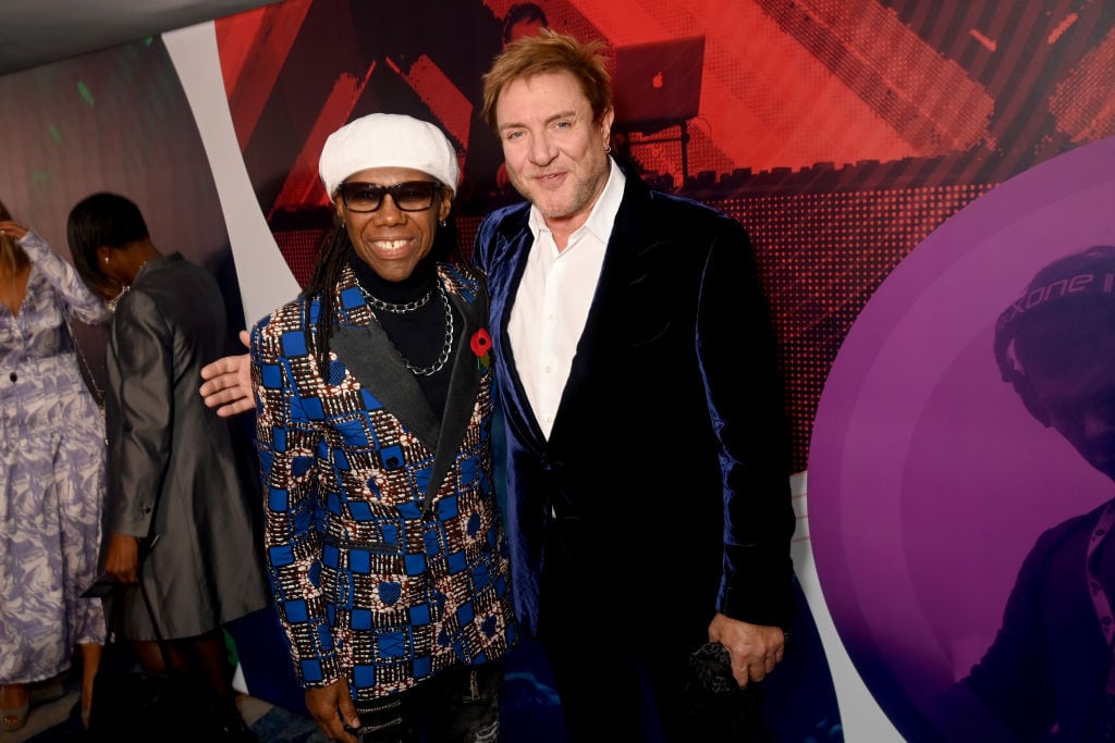 LONDON, ENGLAND - NOVEMBER 01: Nile Rodgers and Simon Le Bon attend the Music Industry Trust Awards 2021 honouring Pete Tong at The Grosvenor House Hotel on November 01, 2021 in London, England. (Photo by Dave J Hogan/Getty Images)