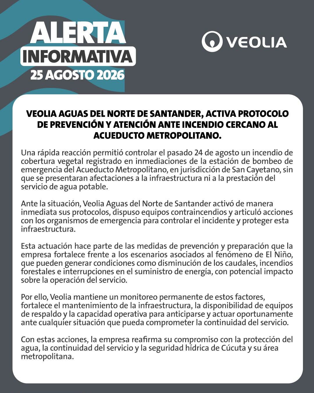 Comunicado Veolia Aguas del Norte.