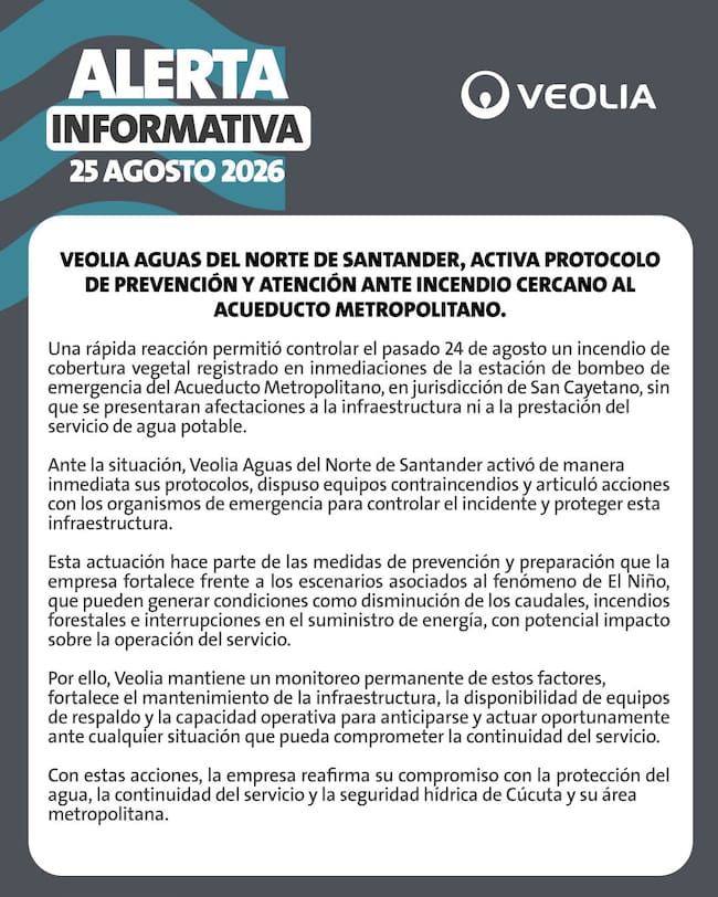 Comunicado Veolia Aguas del Norte.