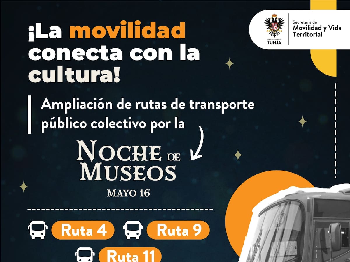 Tunja extiende horario de transporte público para la Noche de los Museos