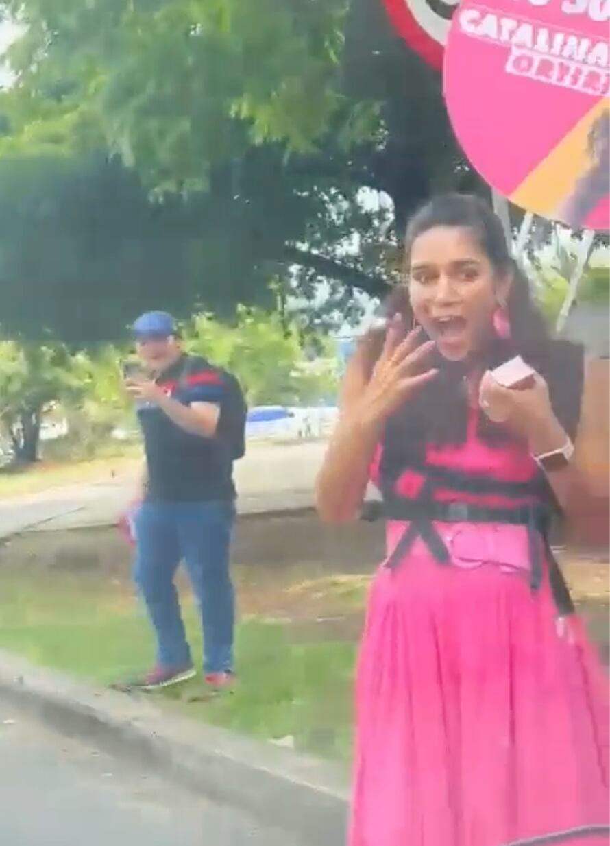 Momento de la presunta agresión a la precandidata Catalina Ortíz