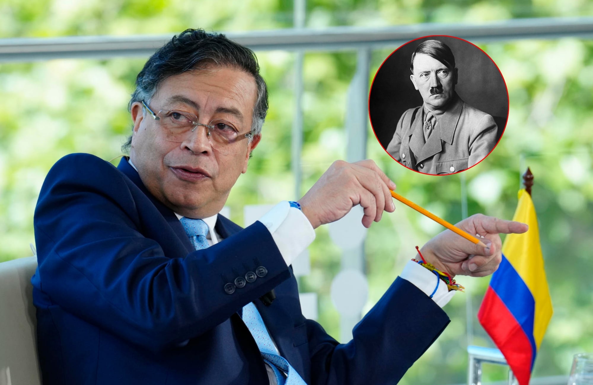 Gustavo Petro y Hitler. Fotos: EFE/ Alejandro Garcia / (Photo by © Hulton-Deutsch Collection/CORBIS/Corbis via Getty Images)