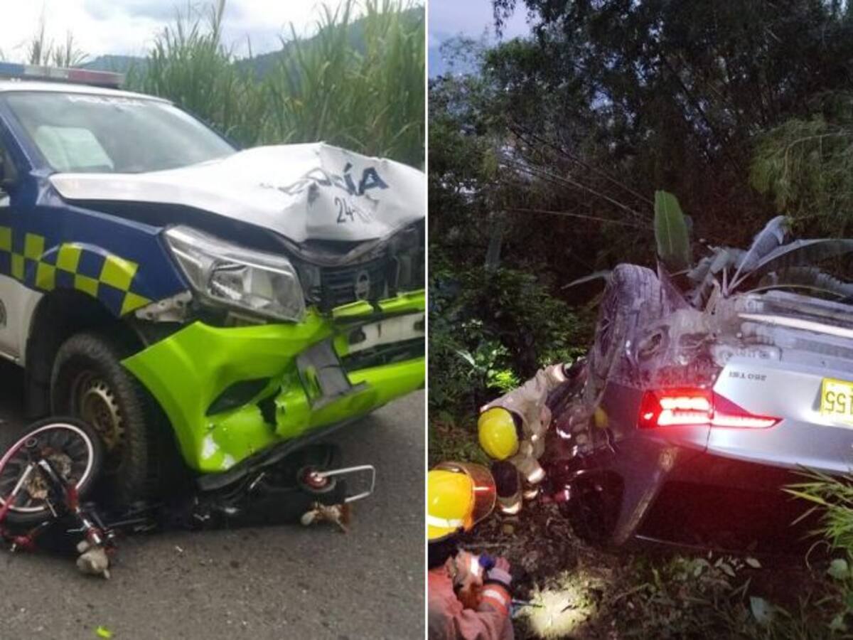 Un joven queda herido luego de estrellarse contra una patrulla de la Policía en Caldas