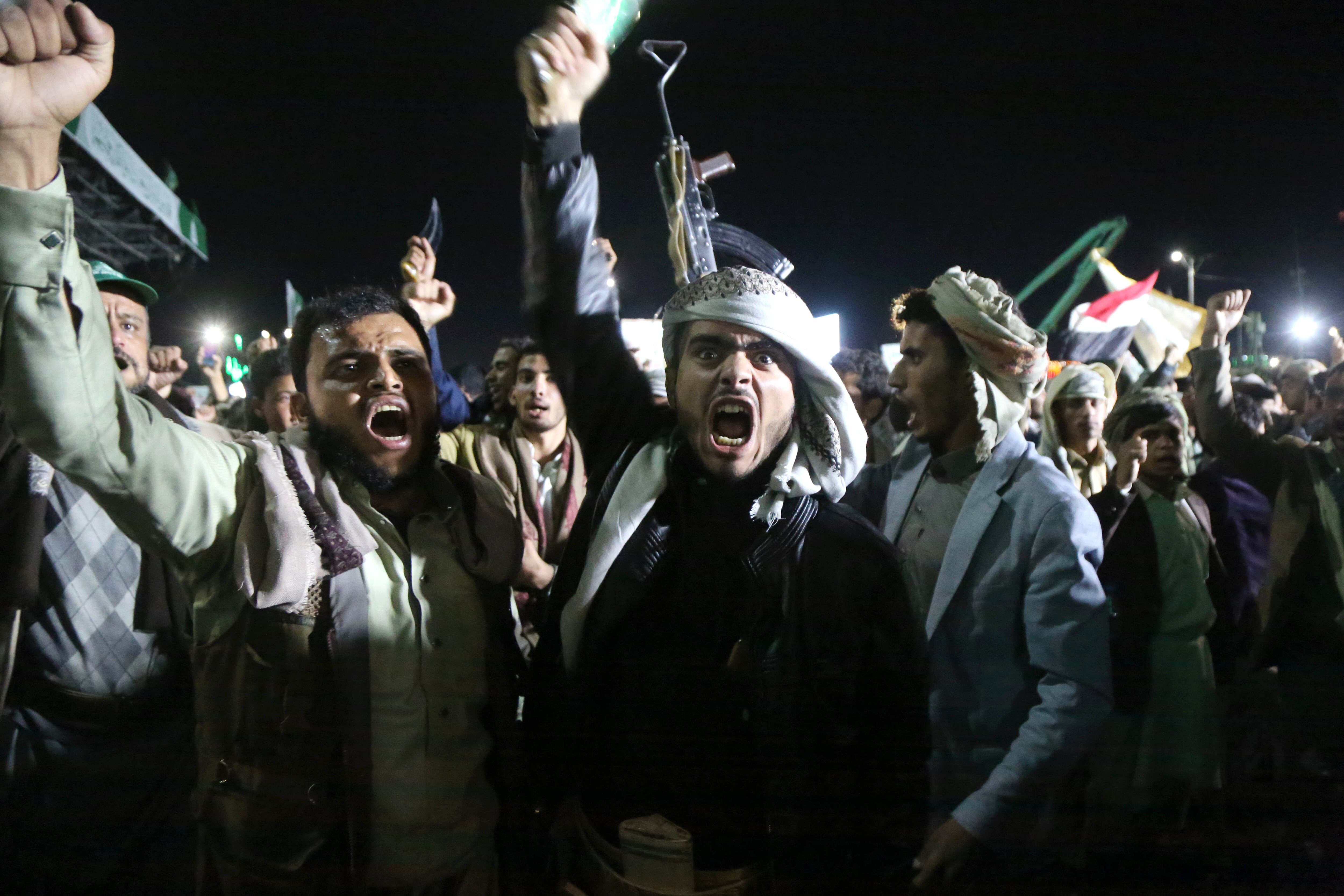 Seguidores hutíes celebran retoma de Mocha el 11 de septiembre de 2026 en Sana'a, Yemen. Getty Images