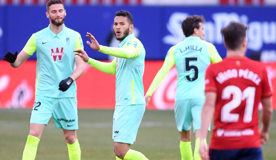 El delantero samario festeja su quinto gol en esta Liga de España.