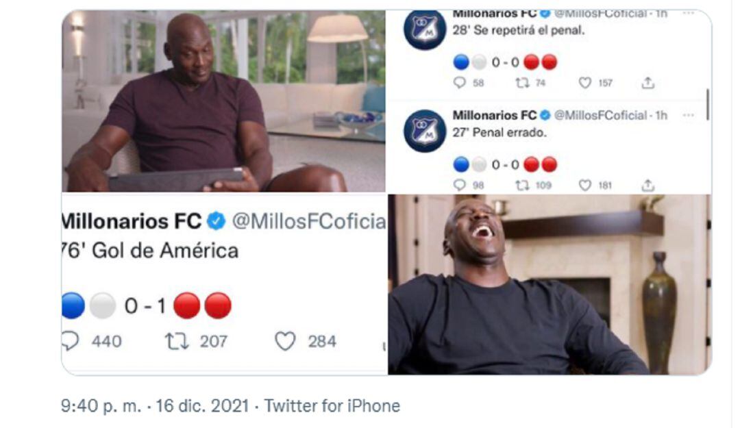 Meme sobre Millonarios. 