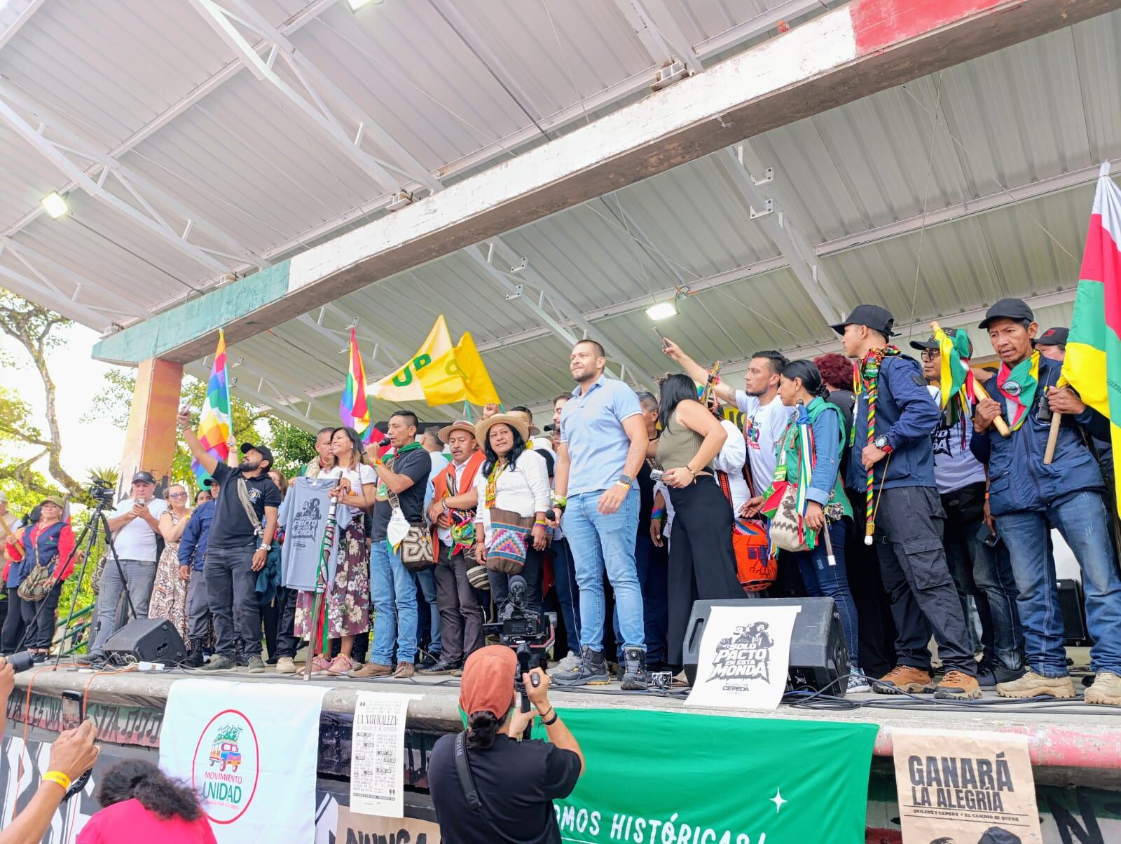Foto: la candidata a la vicepresidencia por el Pacto Histórico, Aida Quilcué, en su visita a Manizales.