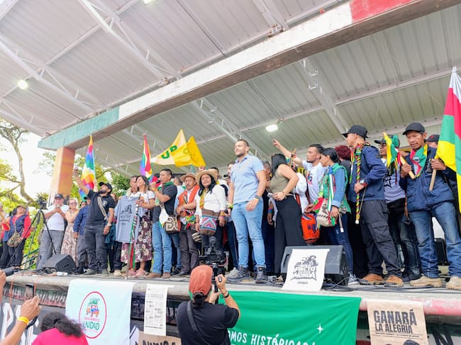 Foto: la candidata a la vicepresidencia por el Pacto Histórico, Aida Quilcué, en su visita a Manizales.