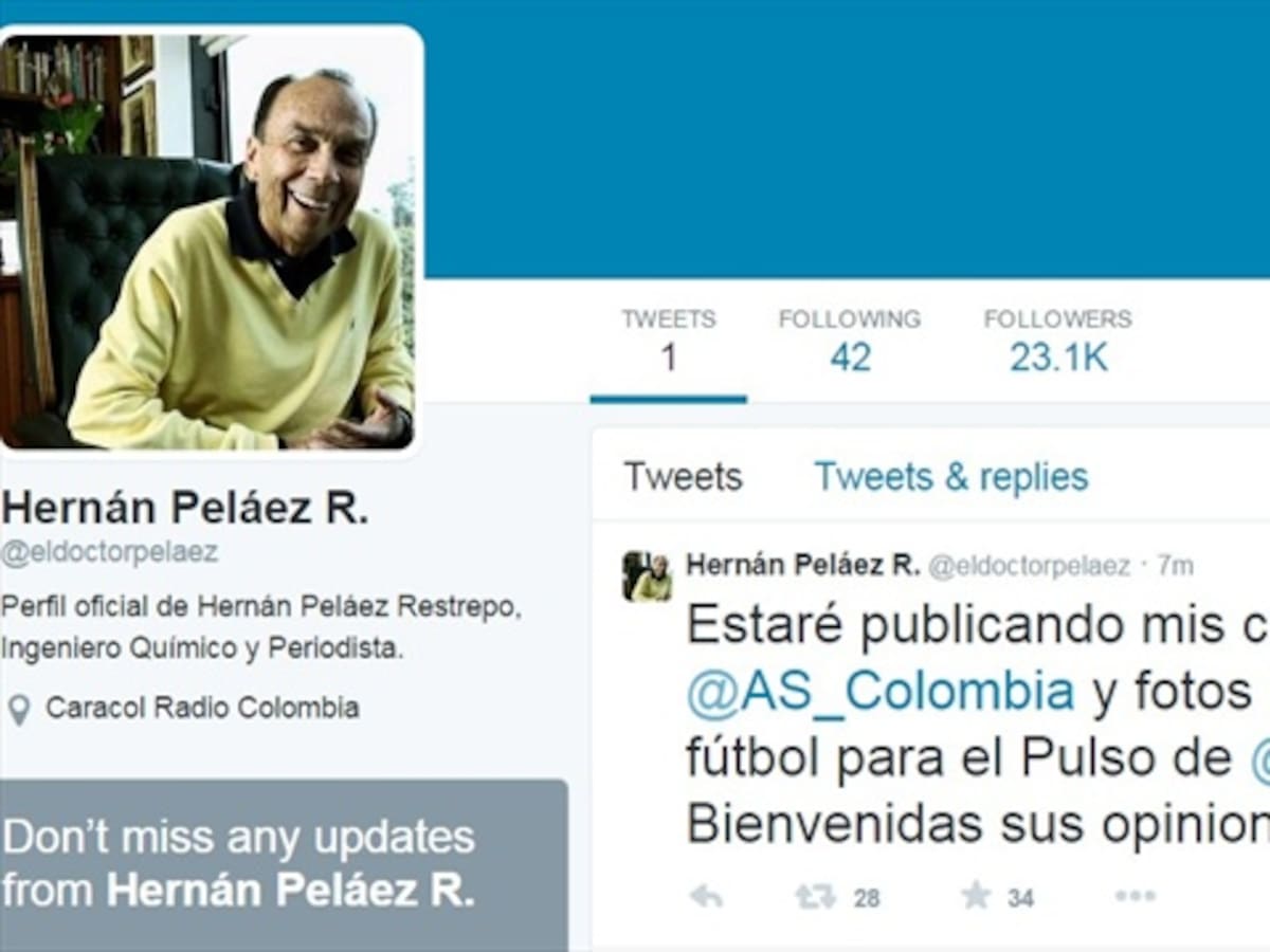 Hernán Peláez publica sus primeros mensajes en Twitter