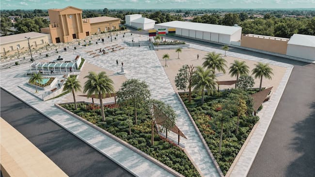 Así quedará el parque principal del municipio de Samacá con las obras que se adelantarán a partir de noviembre / Imagen: Prensa Samacá.