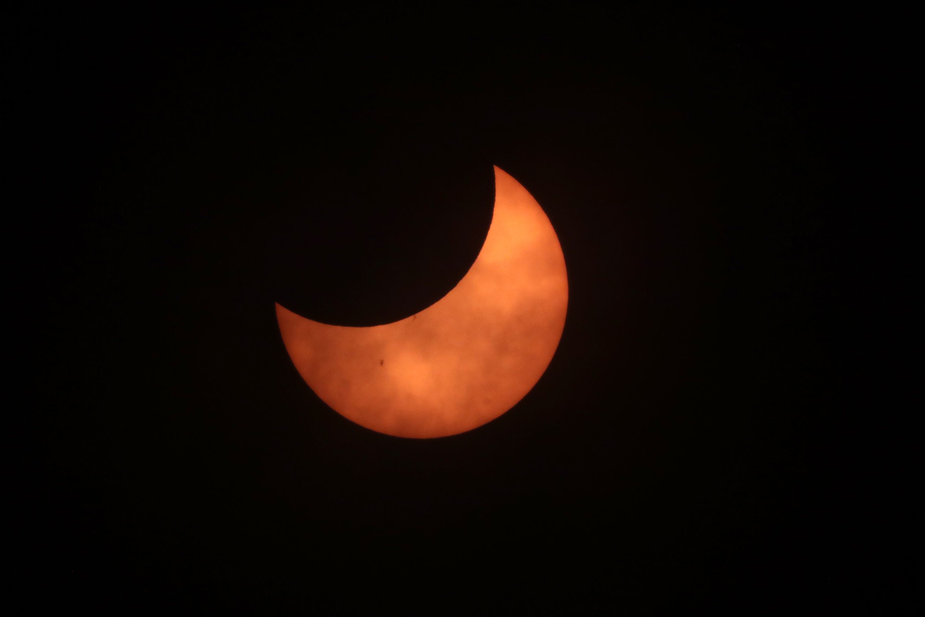 October14, 2023, Mexico City, Mexico: The annular solar eclipse seen from the Luis Enrique Erro Planetarium of the National Polytechnic Institute in Mexico City. (Photo by Luis Barron / Eyepix Group). (Photo credit should read Luis Barron / Eyepix Group/Future Publishing via Getty Images)